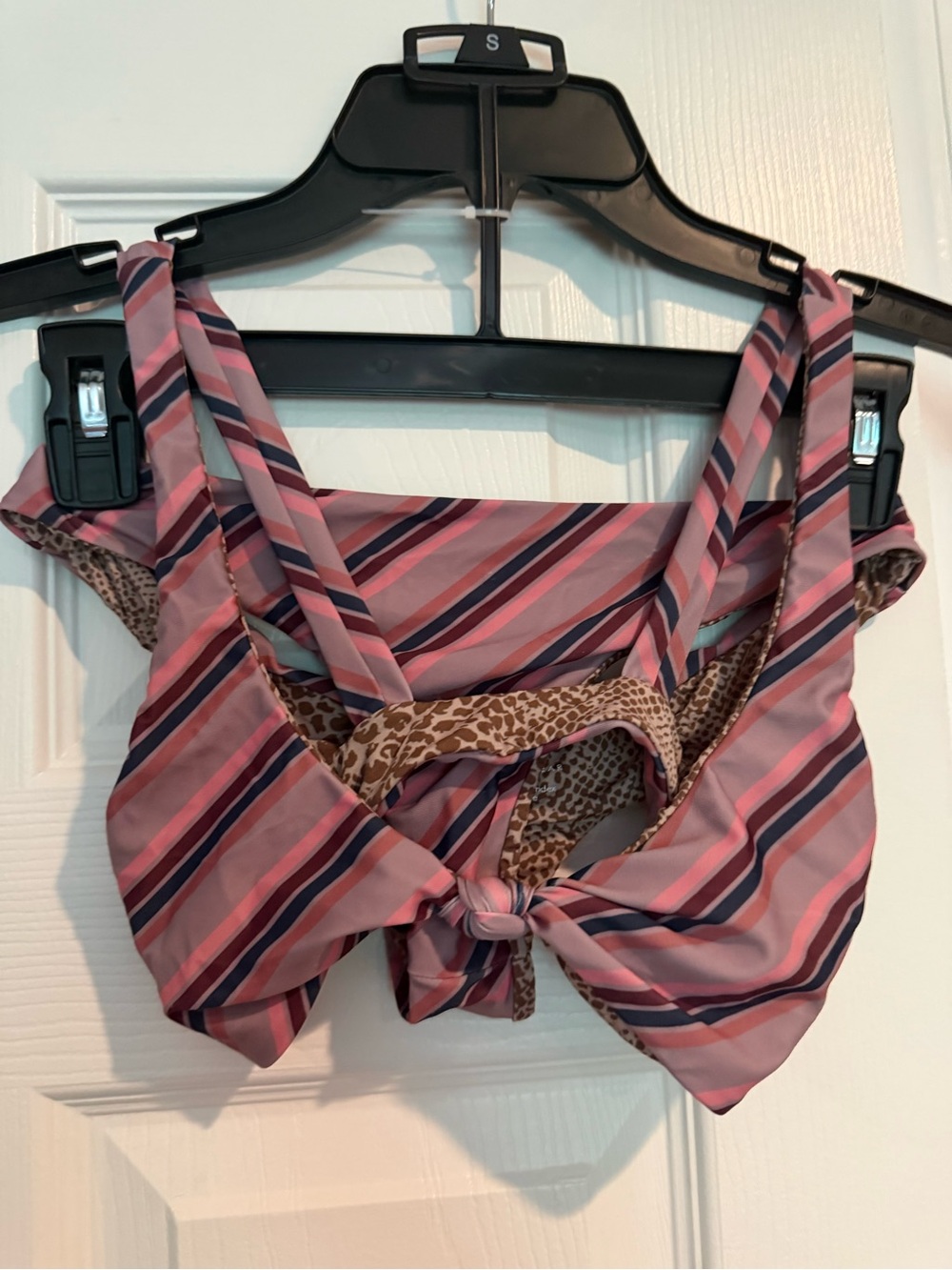 acacia swimwear Pink, Navy & Tan Leopard-Trim Bikini Bottom